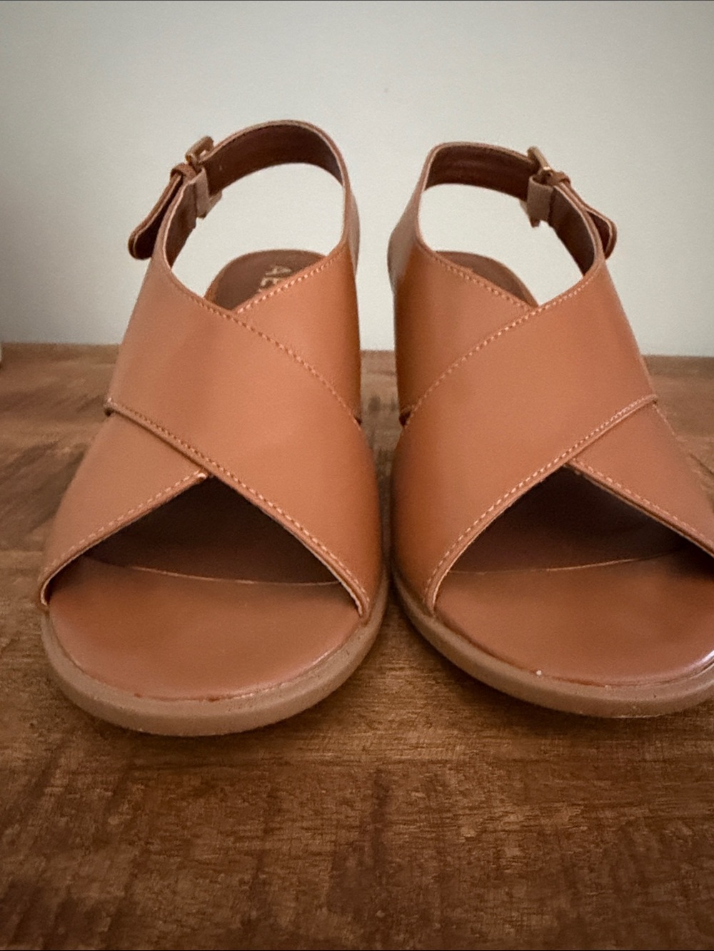 AEROSOLES Cognac Cross-Strap Slingback Heels - Picture 3 of 8